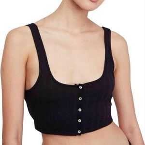 Free People ribbed button crop top abercrombie American eagle lulus pacsun h&m